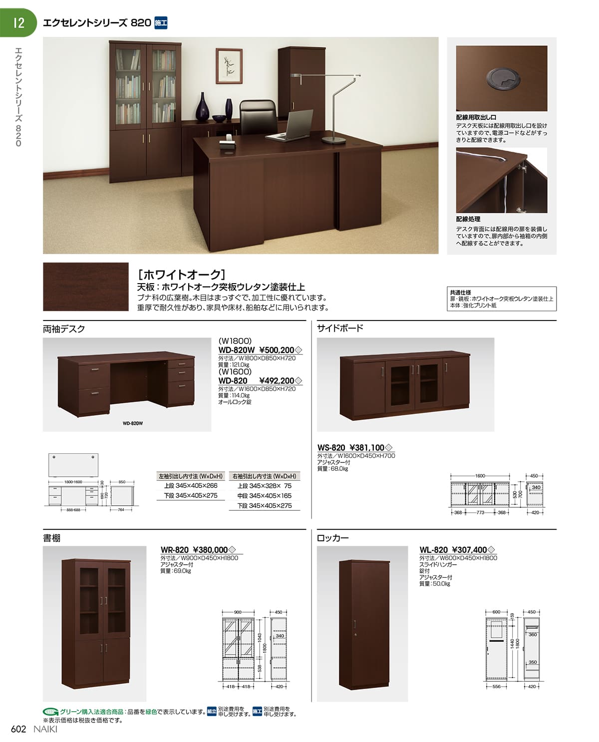 法人様限定 ナイキ(NAIKI) テーブル デスク エクセレントシリーズ820 WD-820