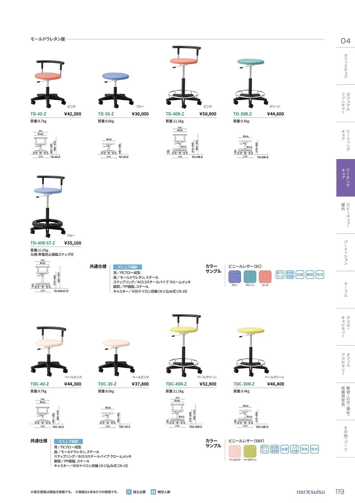 法人様限定 ノーリツイス メディカル家具 メディカルチェア TD-30R-Z 背無 リング付 [2]