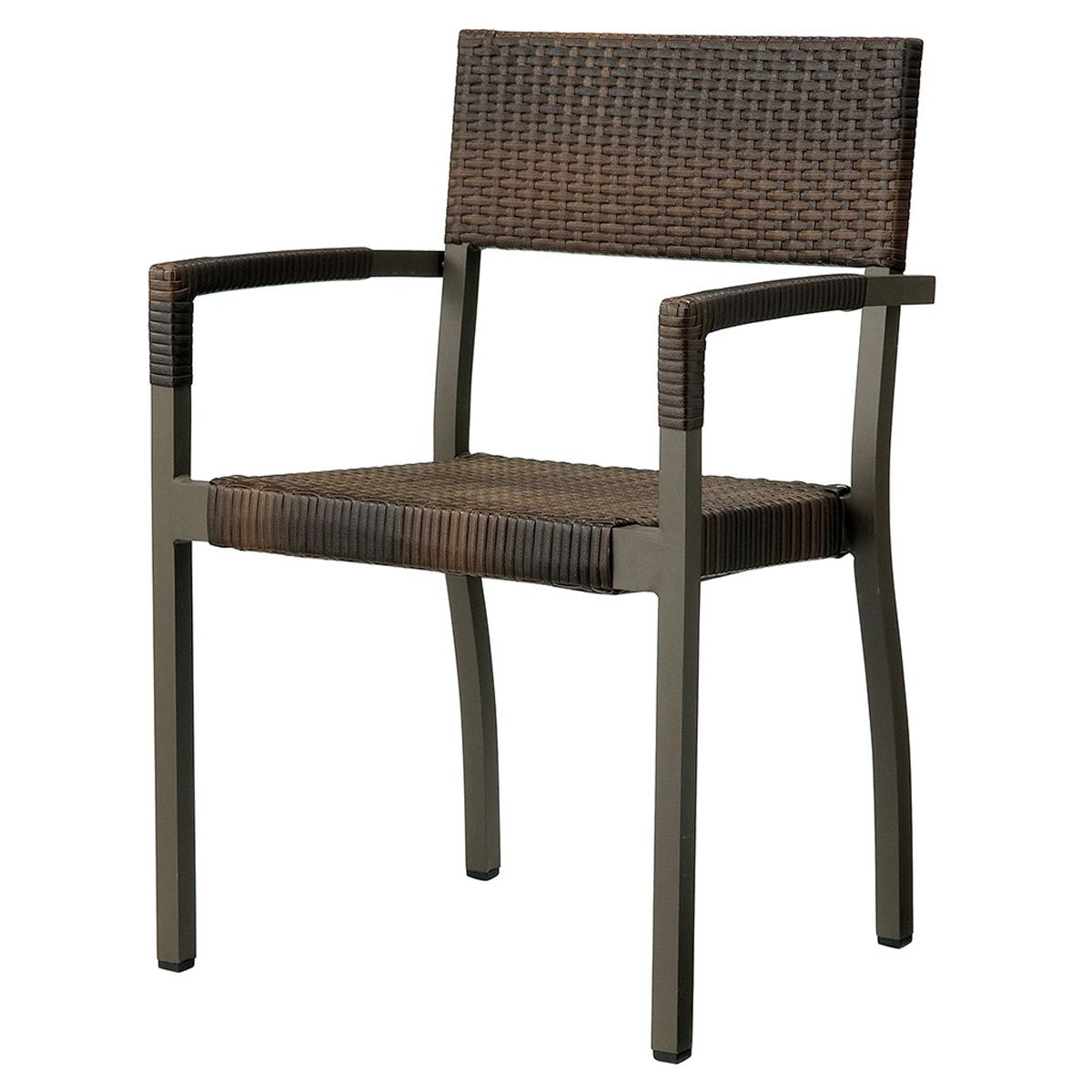 商品詳細（サイズ）■主材：アルミ角（粉体塗装　ブラウン）■背座部・肘部：ポリエチレン樹脂ピール編み■機能：スタッキング（6脚まで）■重量：約4.4kg■サイズ：W560×D515×H820（SH435 AH645）■補足：完成品／カラー選択...