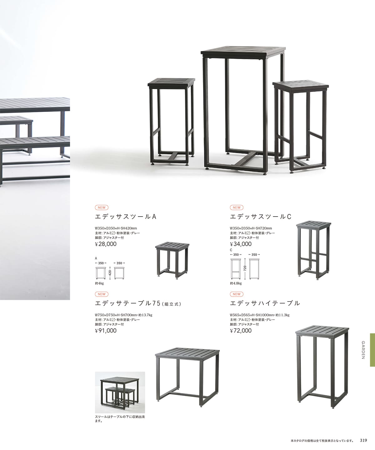 法人様限定 桜屋工業(チェリー) ガーデン家具 ガーデンチェア エデッサスツールC [3]