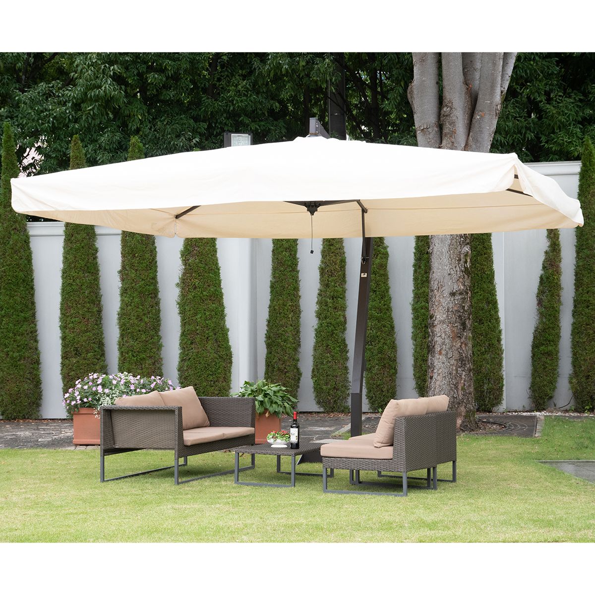 法人様限定 タカノ ガーデン家具 ガーデンパラソル カプリ・グラファイト スクエアタイプ