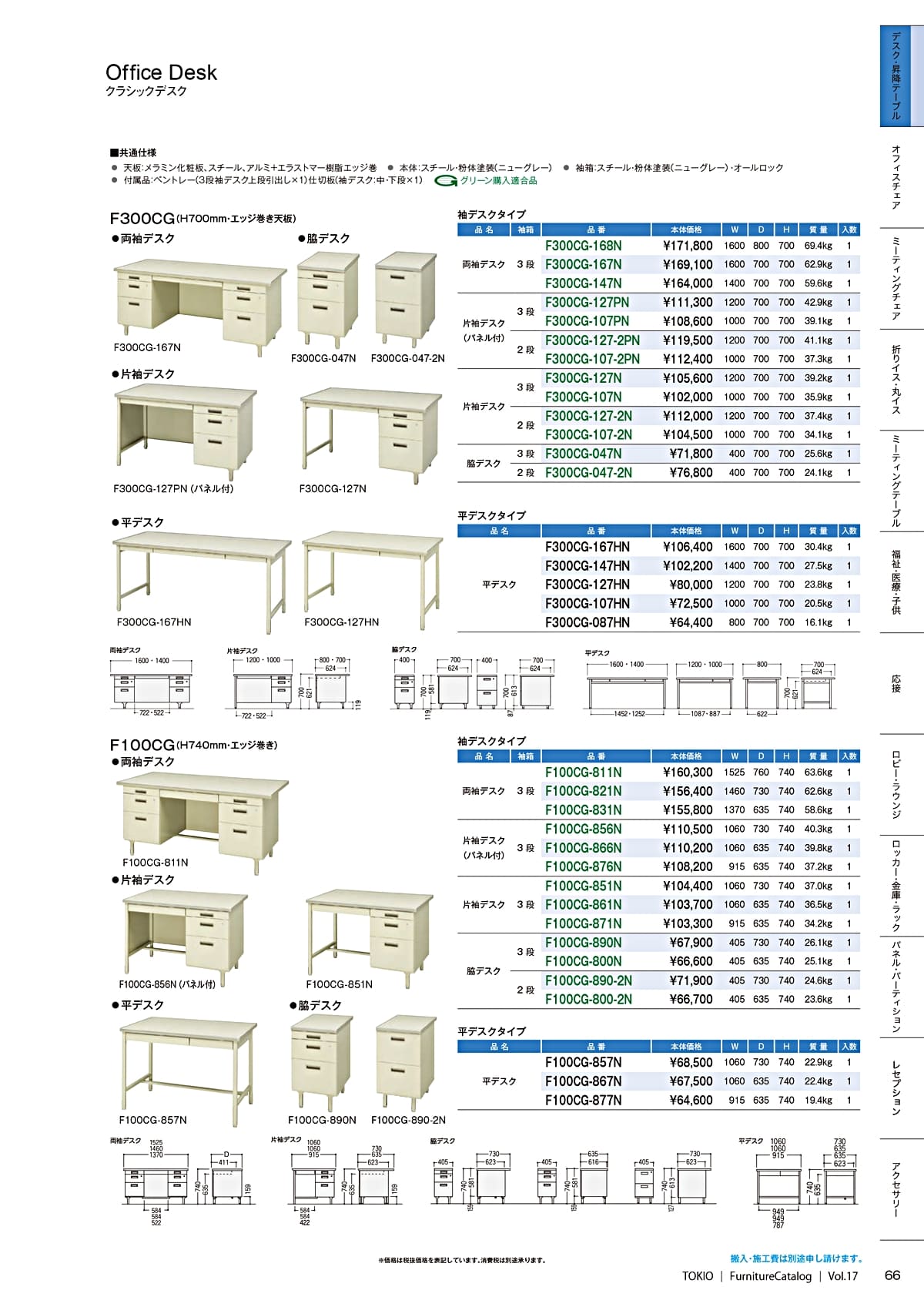 法人様限定 藤沢工業 テーブル F300CG 両袖デスク D700 [2]