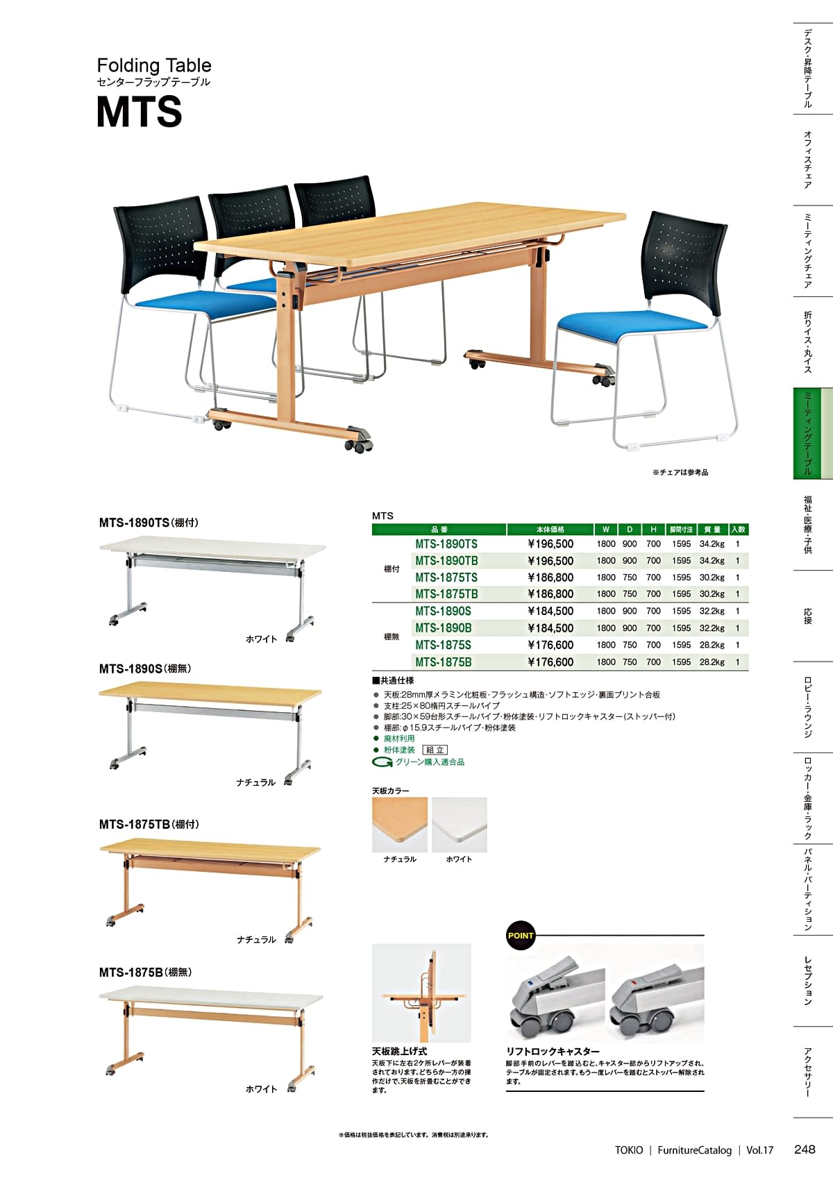 法人様限定 藤沢工業 ミーティングテーブル MTSテーブル 棚付 [3]