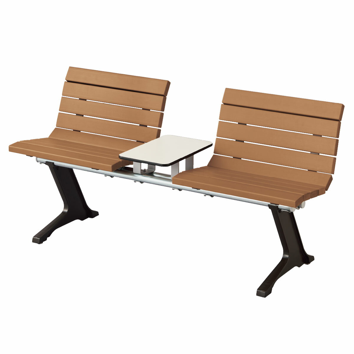 商品詳細（サイズ）■背・座部：再生木材（EMウッド ／ ERウッド） 抗菌機能付■天板：メラミン化粧板ソリッドパネル■脚部：アルミ合金鋳物　合成樹脂焼付塗装仕上　アジャスタ―付■連結材：φ34×t3.2鋼管　亜鉛メッキ■重量：　　EMウッド...