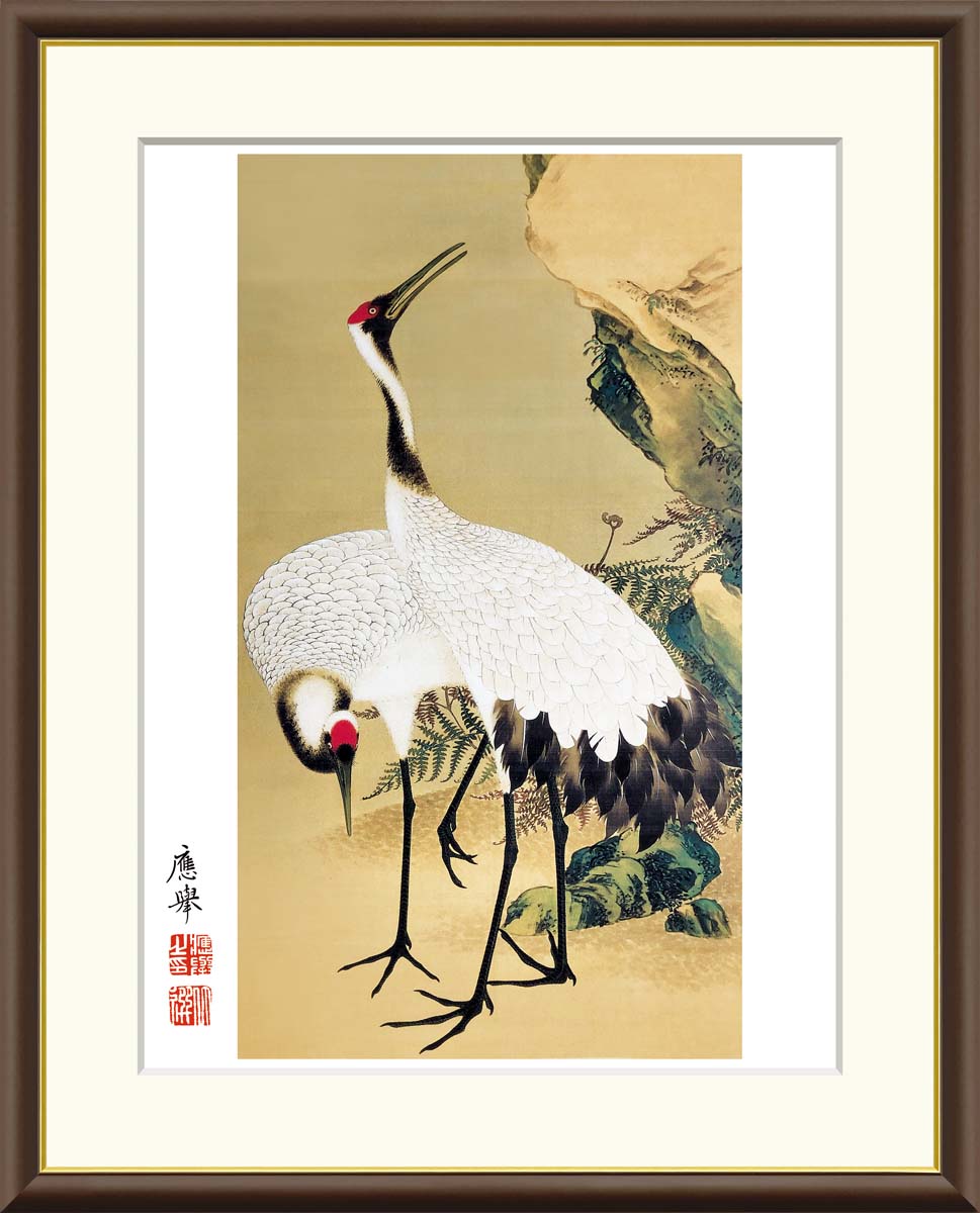 樂天商城 - 絵画 インテリア 部屋 玄関に飾る絵画 風水 インテリア アートパネル 額入り 開運画 円山応挙 鶴 富士山 日本画 52×42cm 壁掛け 絵 額入り リビング アートポスター おしゃれ 壁飾り 新築祝い プレゼント 友人 額絵 金運 ライジング