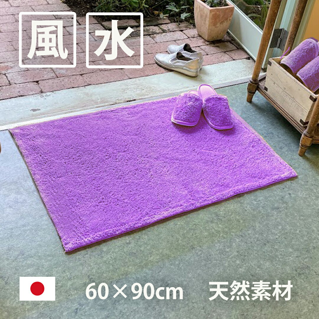 玄関マット おしゃれ 室内 綿100％ 無地 シンプル 天然素材 日本製 60×90 ラベンダー 紫 長方形