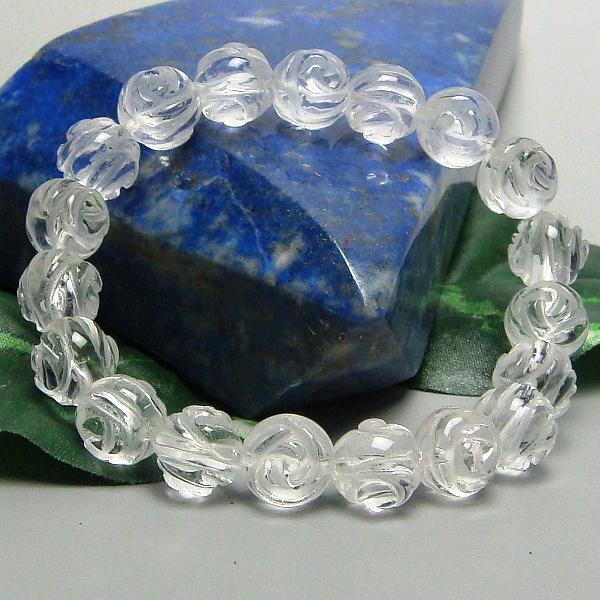 パワーストーン 薔薇彫り 水晶 ブレスレット 色 透明 恋愛 レディース 魔除け グッズ 魔 除け グッズ 開運祈願 風水グッズ 風水火山 風水 2026 【AA級水晶薔薇(バラ)彫りブレスレット10mm】ゆうパケット送料無料