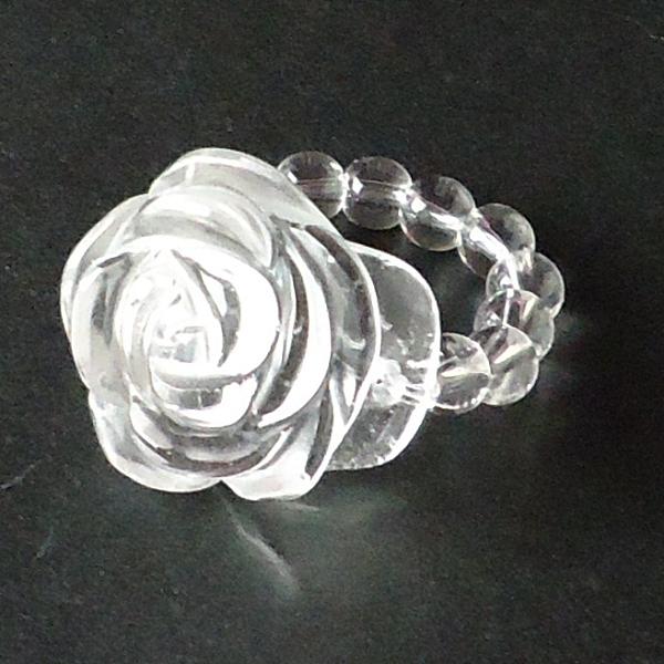 水晶 リング 指輪 パワーストーン 天然石 薔薇彫り 水晶バラ 恋愛 レディース アクセサリー カラーストーン 通販 開運祈願 風水 2024 【薔薇彫り指輪 水晶】ゆうパケット送料無料