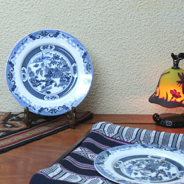 景徳鎮青花皿(中)2枚セット 昭和レトロ 食器 中国雑貨 風水火山 風水 2025