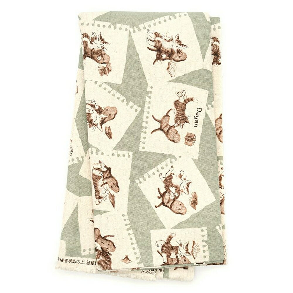 わちふぃーるど ダヤン 麻混生地 スケッチカーキ カットクロス 940883