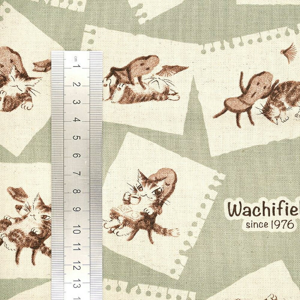 わちふぃーるど ダヤン 麻混生地 スケッチカーキ カットクロス 940883