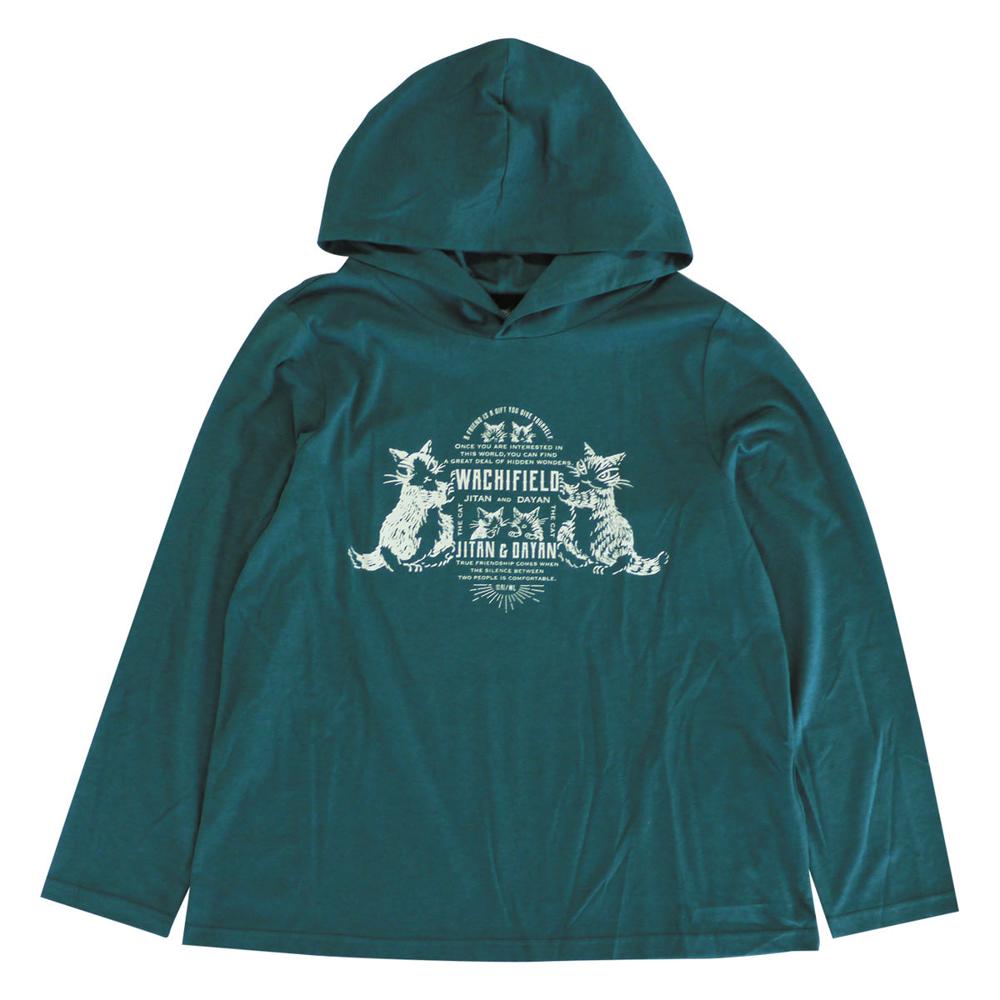 わちふぃーるど 猫のダヤン フード付さらっと長袖T［L］ DJ 緑 942197