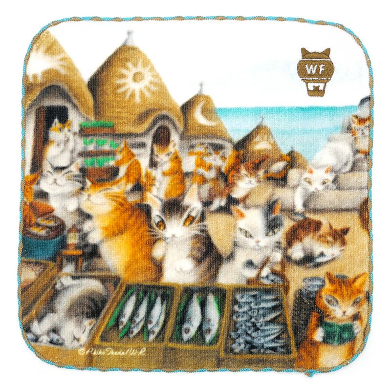 わちふぃーるど 猫のダヤン アート刺繍ミニタオル 猫横丁の噂話 942294