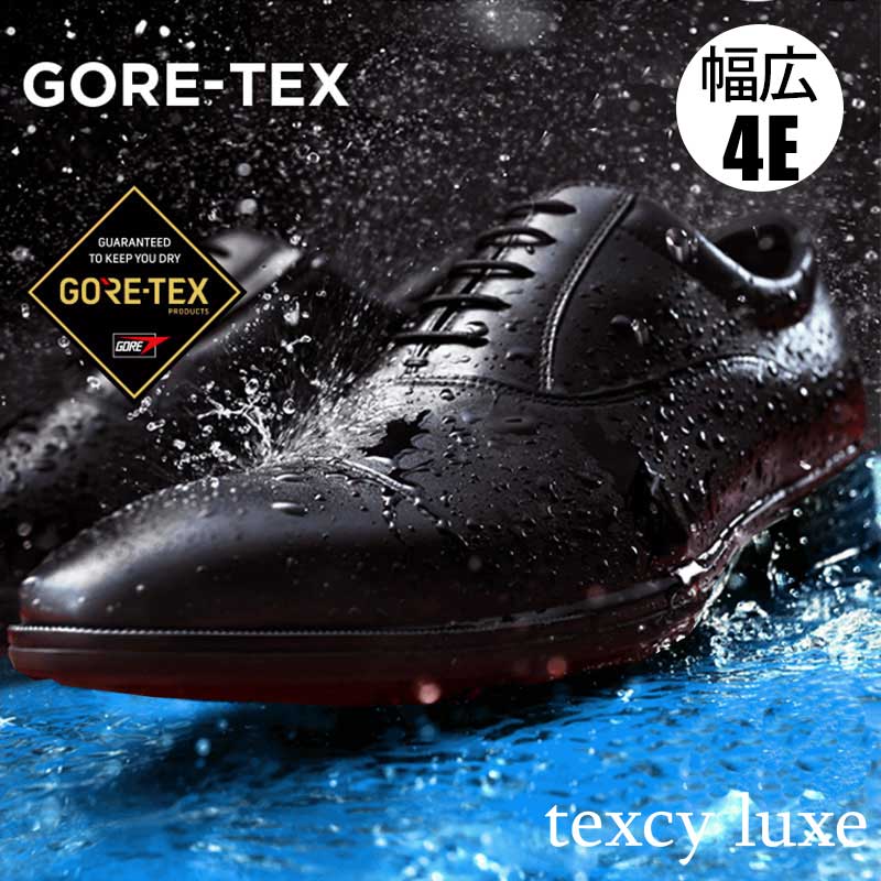 [ 幅広 甲高 4E ] GORE-TEX ビジネスシューズ 防水 雨でも走れる 防水透湿 ゴアテックス 革靴 本革 アシックス texcy luxe テクシーリュクス レインシューズ 4E 軽量 asics メンズ [ おしゃれ 雨用 雨靴 防風 雨 台風 雪 通気性 ビジネス 革 梅雨 防水透湿 消臭 抗菌 ]