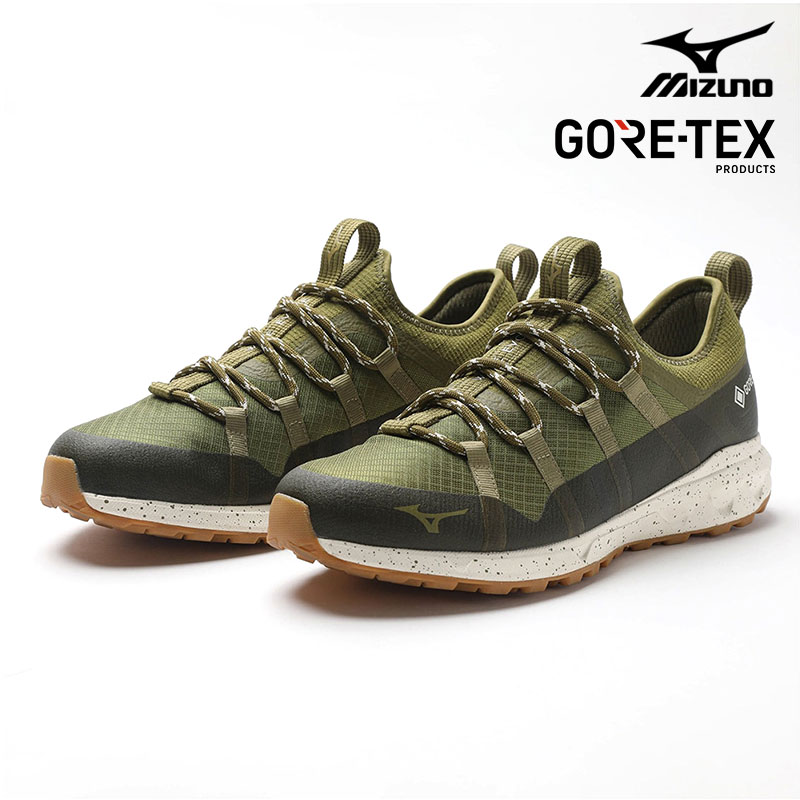 スニーカー WAVE EVOKE 3E mizuno [ カーキ ウェーブ エボーク メンズ ミズノ GORE-TEX ゴアテックス 防水 雨 雨靴 梅雨 ラウンドトゥ 靴 コンフォートシューズ 紐 紐靴 レースアップ ミズノウェーブ 通気性 蒸れにくい 衝撃吸収 クッション 痛くない 疲れない フィット ]