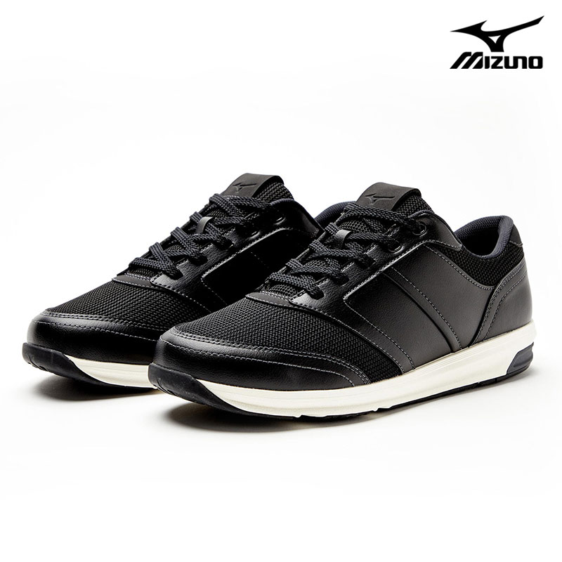 ウォーキングシューズ YOUDO 3E mizuno [ ブラック ユウドウ メンズ ミズノ ラウンドトゥ 靴 スニーカー コンフォートシューズ 紐 紐靴 レースアップ ファスナー付き 膝に優しい O脚にお悩み 転びにくい 転び ころび 外反母趾 衝撃緩和 クッション ]