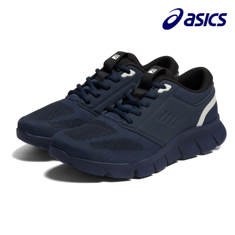 楽天ビジネスシューズのシューカフェウォーキングシューズ RAKUWALK 4E asics [ ネイビー ラクウォーク メンズ アシックス ラウンドトゥ 靴 スニーカー コンフォートシューズ 紐 紐靴 レースアップ RIZAP ライザップ コラボ 足指 鍛える 健康 足腰 鍛える メッシュ 通気性 蒸れにくい 衝撃吸収 クッション ]
