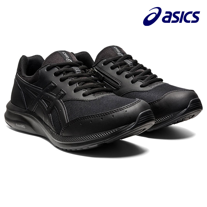 ウォーキングシューズ WELLNESS WALKER 4E asics [ ブラック ウェルネス ウォーカー メンズ アシックス ラウンドトゥ 靴 スニーカー コンフォートシューズ 紐 紐靴 レースアップ ファスナー付き 脱ぎ 履き 楽 メッシュ 通気性 蒸れにくい 衝撃緩和 クッション ]