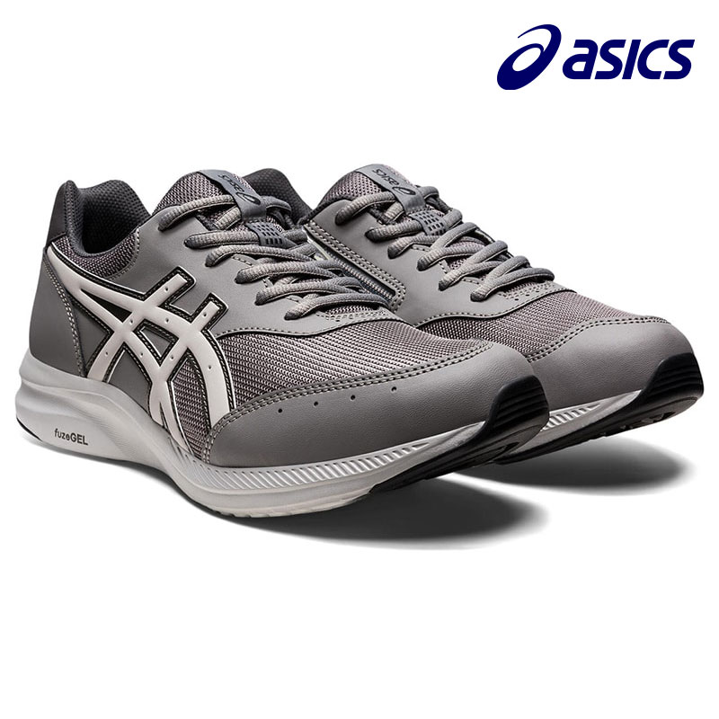 ウォーキングシューズ WELLNESS WALKER 4E asics [ グレー ウェルネス ウォーカー メンズ アシックス ラウンドトゥ 靴 スニーカー コンフォートシューズ 紐 紐靴 レースアップ ファスナー付き 脱ぎ 履き 楽 メッシュ 通気性 蒸れにくい 衝撃緩和 クッション ]