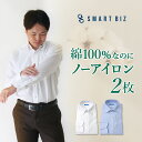 【綿100％なのにノーアイロン】 ワイシャツ 長袖 標準体 形態安定 ノーアイロン メンズ 2枚セッ