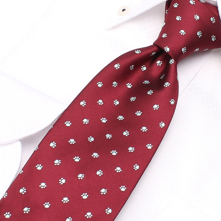 necktie ネクタイ ユニークネクタイ 肉球 モチーフ メンズ 男/TIE-FT03 [レギュラーネクタイ 猫 ネコ 肉球 動物 アニマル 獣医 ペット モチーフ イラスト シルエット 可愛い ポップ オシャレ プレゼント ギフト 贈り物 洗える スーツ ビジネス] [M便 1/5] 春夏 クールビズ