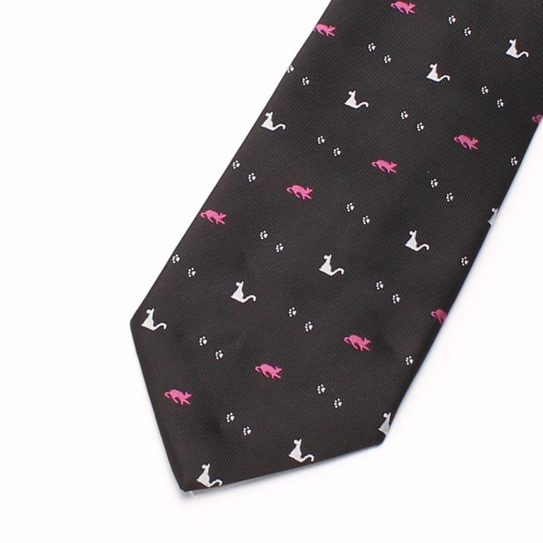 necktie ネクタイ ユニークネクタイ 猫 モチーフ メンズ 男/TIE-FT07 [レギュラーネクタイ 猫 ネコ 肉球 動物 アニマル 獣医 ペット モチーフ イラスト シルエット 可愛い ポップ オシャレ プレゼント ギフト 贈り物 洗える スーツ ビジネス] [M便 1/5]