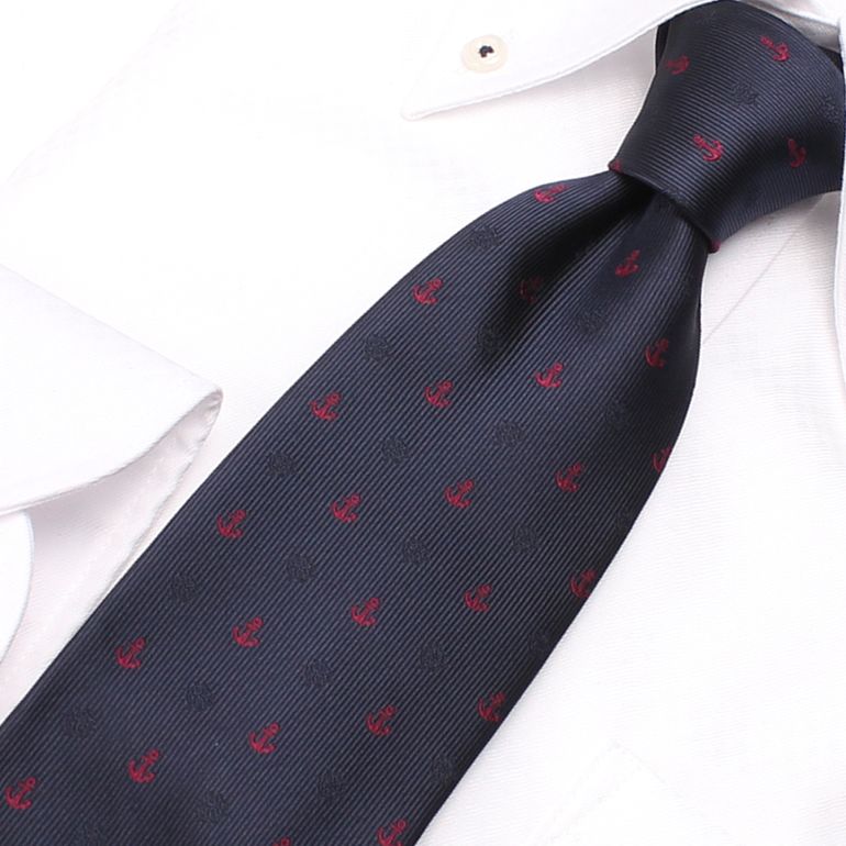 necktie ネクタイ ユニークネクタイ イカリ モチーフ メンズ 男/TIE-FT34 [レギュラーネクタイ マリン 碇 船 海 港 モチーフ イラスト シルエット 可愛い ポップ オシャレ プレゼント ギフト 贈り物 洗える スーツ ビジネス] [M便 1/5] 春夏 クールビズ