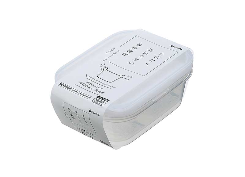 イノマタ化学 楽ちんパック 角型400ml 2個組 クリアーホワイト