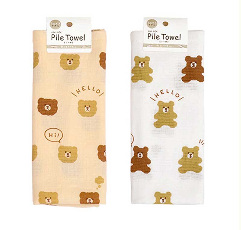 片面 パイル フェイスタオル クマ柄 2枚セット