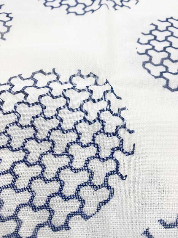 かや織ふきん 和柄 ふきん 藍色 毘沙門亀甲×水玉