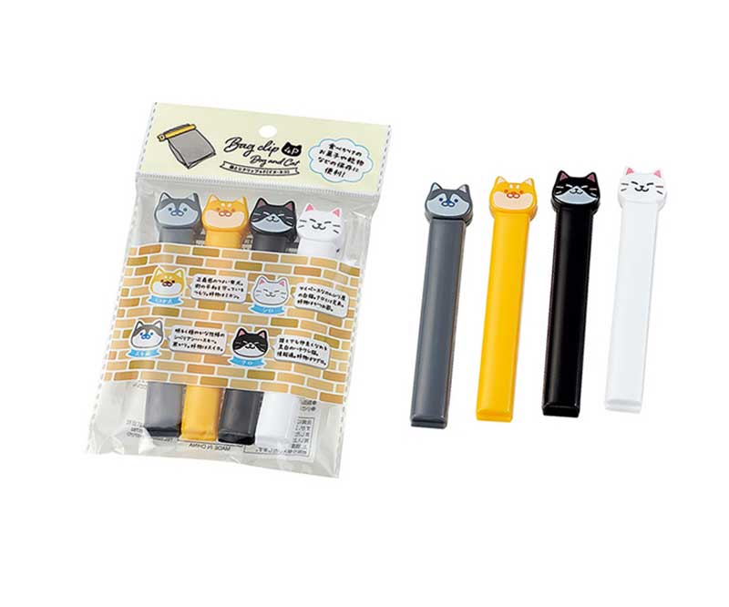 フードクリップ 袋とじクリップ 4P イヌ・ネコ