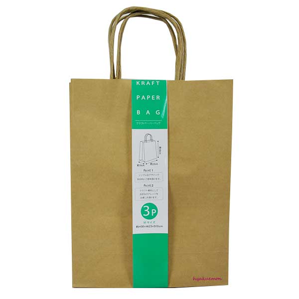 ペーパーバッグ M 3P クラフト無地