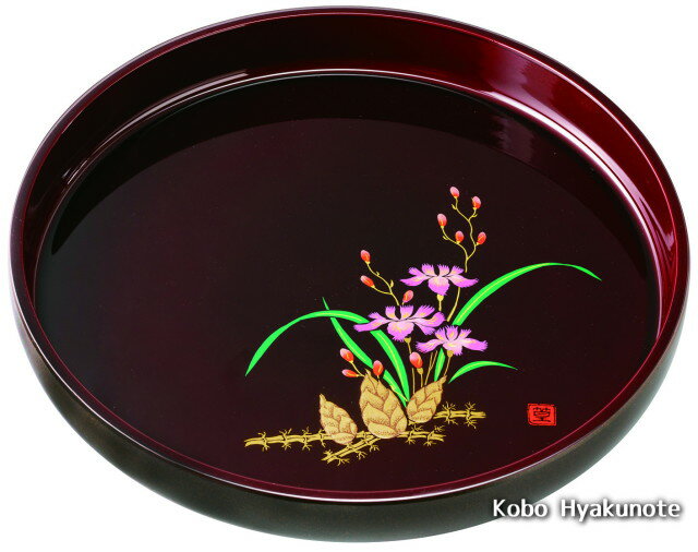 丸盆 溜 山路（金蒔絵・盛絵） 10.0