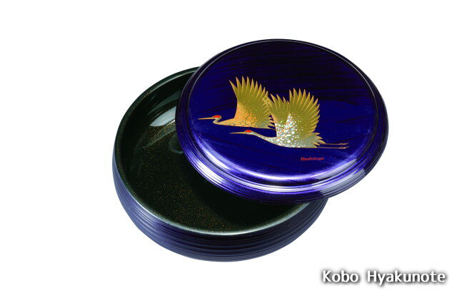 Lacquer Ware - 6.5菓子器 紫雲杢 雅鶴（金蒔絵・盛絵）