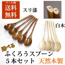 【送料無料】スプーン 5本セット 天然木製 ナチュラルカラー スリ漆 和食器