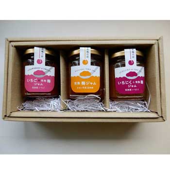 うめっぽ「ギフトセット(4)(いちご&梅ジャム、梅ジャム、いちじく&梅ジャム)」梅干しと梅商品をセットにしました♪