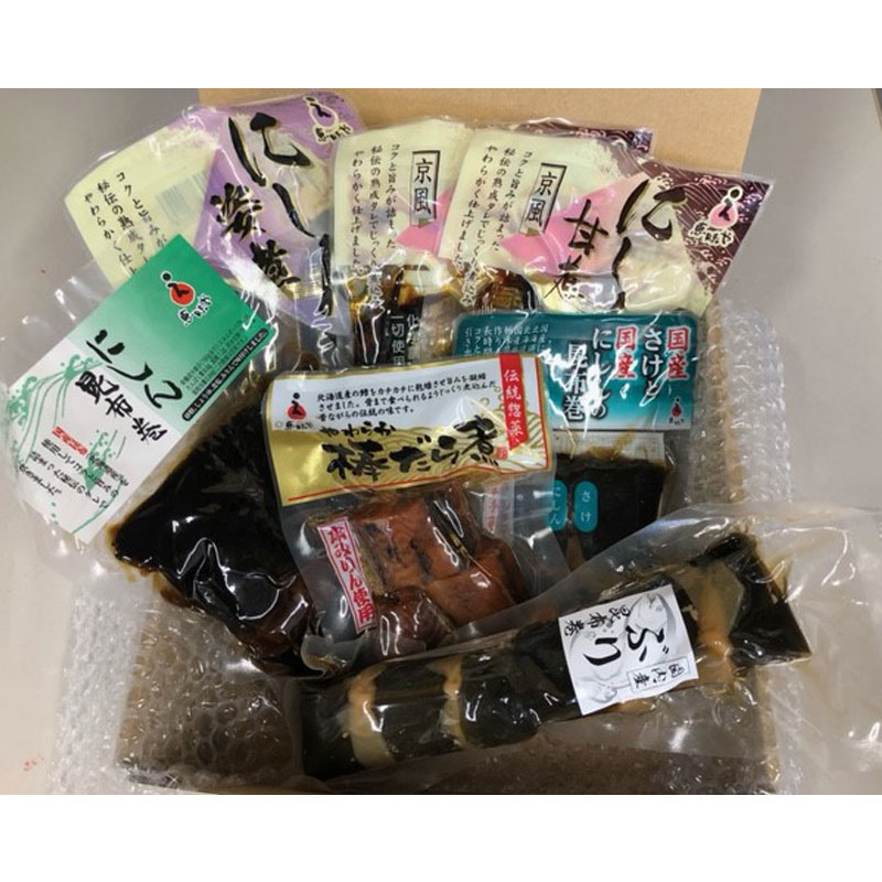 恵味や「トクトクお得セット」(甘煮、姿煮、昆布巻、うま煮の6種7個入り)迷ったときはこれだ!海の幸豊富なお得なセット