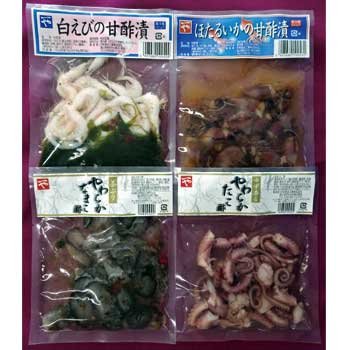 浜常食品工業:富山湾新湊漁港の魚介類使用「富山湾甘酢漬セット」(クール冷蔵便)