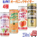 4種セット ヒカリ 有機 サイダー 4種( アップル ・ ぶどう ・ みかん ・ ジンジャーエール ) 250ml 炭酸飲料 オーガニック アソート 詰め合わせ 光食品 缶ジュース サワー 焼酎 プレゼント ギフト お中元 暑中見舞い