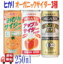 3種セット ヒカリ 有機サイダー3種( みかん ・ アップル ・ ジンジャーエール ) 250ml 炭酸飲料 オーガニック アソート 詰め合わせ 光食品 缶ジュース サワー 焼酎 プレゼント ギフト お中元 暑中見舞い