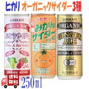 3種セット ヒカリ 有機サイダー3種( みかん ・ ぶどう ・ ジンジャーエール ) 250ml 炭酸飲料 オーガニック アソート 詰め合わせ 光食品 缶ジュース サワー 焼酎 プレゼント ギフト お中元 暑中見舞い
