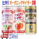 3種セット ヒカリ 有機サイダー3種( アップル ・ ぶどう ・ ジンジャーエール ) 250ml 炭酸飲料 オーガニック アソート 詰め合わせ 光食品 缶ジュース サワー 焼酎 プレゼント ギフト お中元 暑中見舞い
