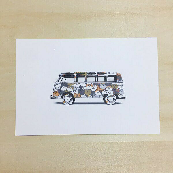 猫 ネコ ポストカード ネコバス はがき ハガキ 葉書 年賀状 暑中お見舞 暑中見舞い 挨拶状 引っ越しの挨拶 季節のあいさつ 雑貨 おしゃれ グッズ 白黒三毛...