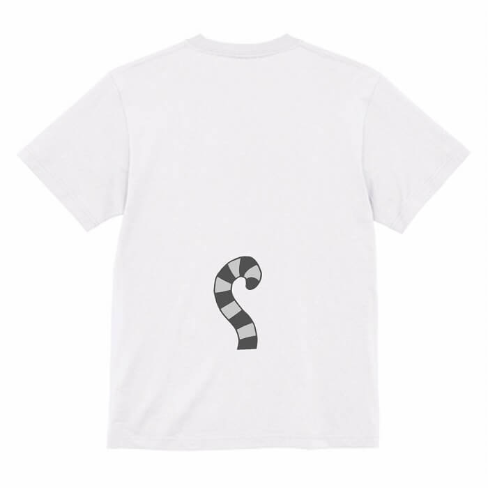 猫 ネコ Tシャツ しっぽ、生えてますよ？サバトラ編 / ネコ好き 雑貨 ティーシャツ デザイン イラスト かわいい グッズ 白黒三毛ブチ 茶トラ サビ サバ ミケ シロ クロネコ