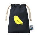 インコ 巾着 フェアトレード コットン Sサイズ 横姿セキセイインコ 大 ネイビー 袋 バッグ 小物入れ 巾着バッグ 通勤 通学 旅行 バッグ ポーチ かわいい グッズ プレゼント セキセイ オカメ コザクラ マメルリハ キッズ お弁当袋 入園入学準備 お道具入れ 男の子 女の子(4)