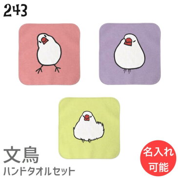 文鳥 ハンドタオル タオルハンカチ 白文鳥 セット ハンカチ 幼稚園 保育園 入学 入学祝い 還暦 卒業祝 誕生日 クリスマス 小鳥 鳥 鳥好き 雑貨 デザイン イラスト アニマル かわいい グッズ ぶんちょう プレゼント ギフト メール便 癒やし