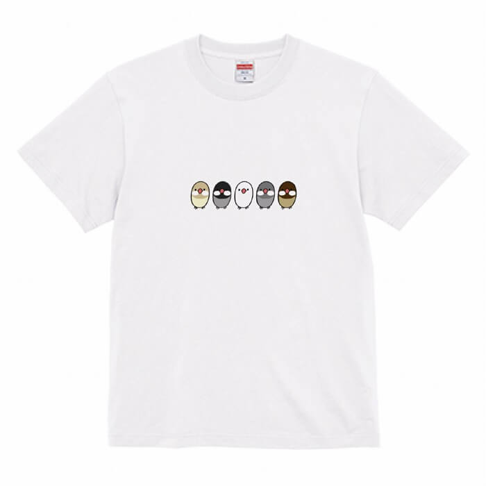 文鳥 Tシャツ おマメ文鳥 243 小鳥 鳥 鳥好き 雑貨 イラスト オシャレ かわいい グッズ プレゼント ギフト 白 桜 シルバー シナモン クリーム おもしろい 面白い 大きいサイズ ビッグT メール便 癒やし