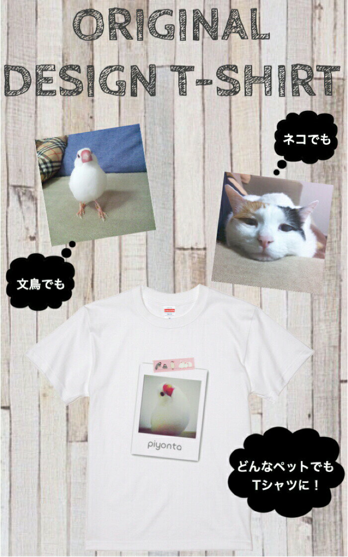 名入れ 文鳥 Tシャツ ポラロイド 243 名入れTシャツ プレゼント ギフト オシャレ ペット 小鳥 ネコ 犬 ハムスター うさぎ 思い出 記念 記念品 アニバーサリー 遺影 名前入り 結婚祝い お迎え 新生活 還暦祝い 古希 メンズ ホワイト