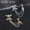 スカル スワロフスキー トリプル チェーン ラペルピン 骸骨 ドクロ★ギフトポーチ付き★