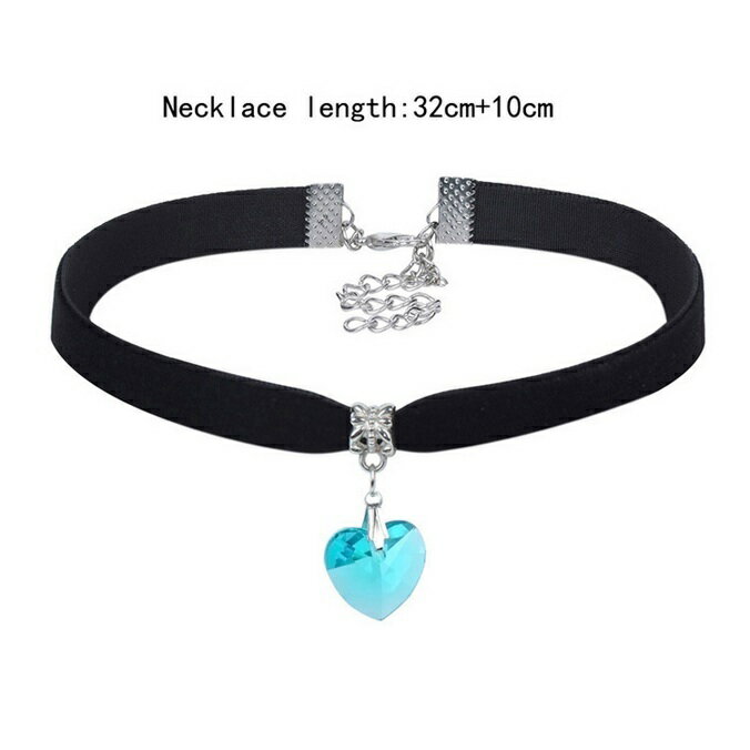 スワロフスキー ハート チャーム ベルベット リボン チョーカー